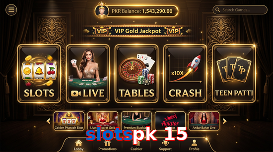 Main screen of Slotspk 15 casino page for PK players